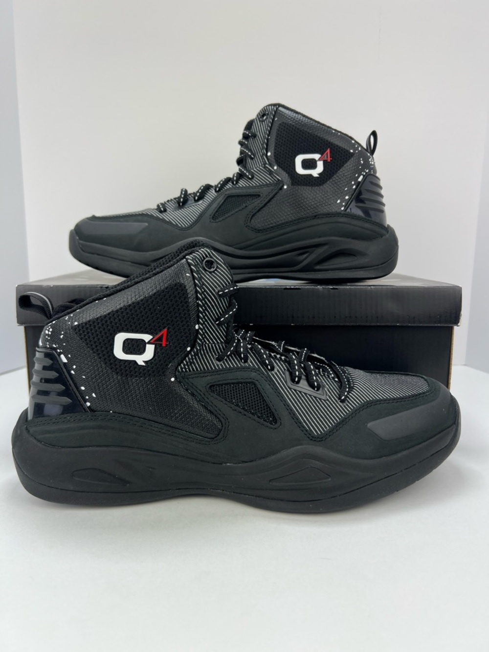Q4 Sports NFORCER Jet Black Basketball Shoes Men’s 10 Q4MB-008 NIB